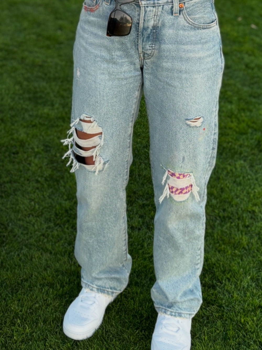 Light Blue Distressed Men’s Jeans - Casual Ripped Denim